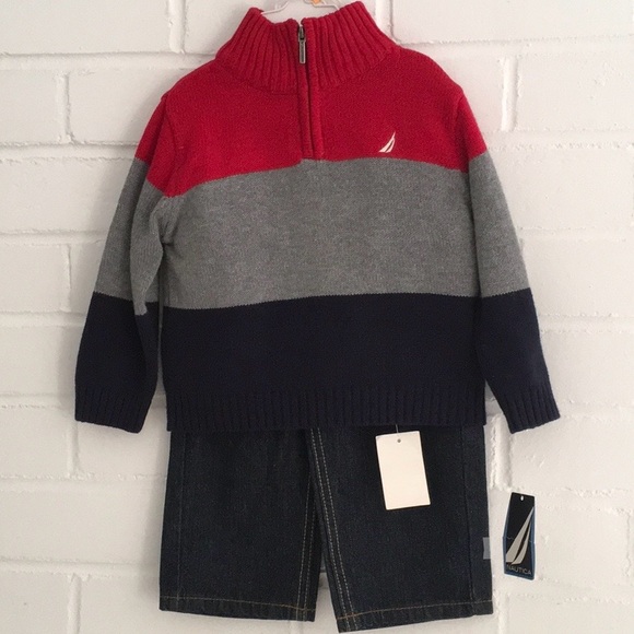 Classic Toddler Boys Size 12-18 Months Winter Sweater 3-Piece Nautical Outfit - Picture 1 of 9